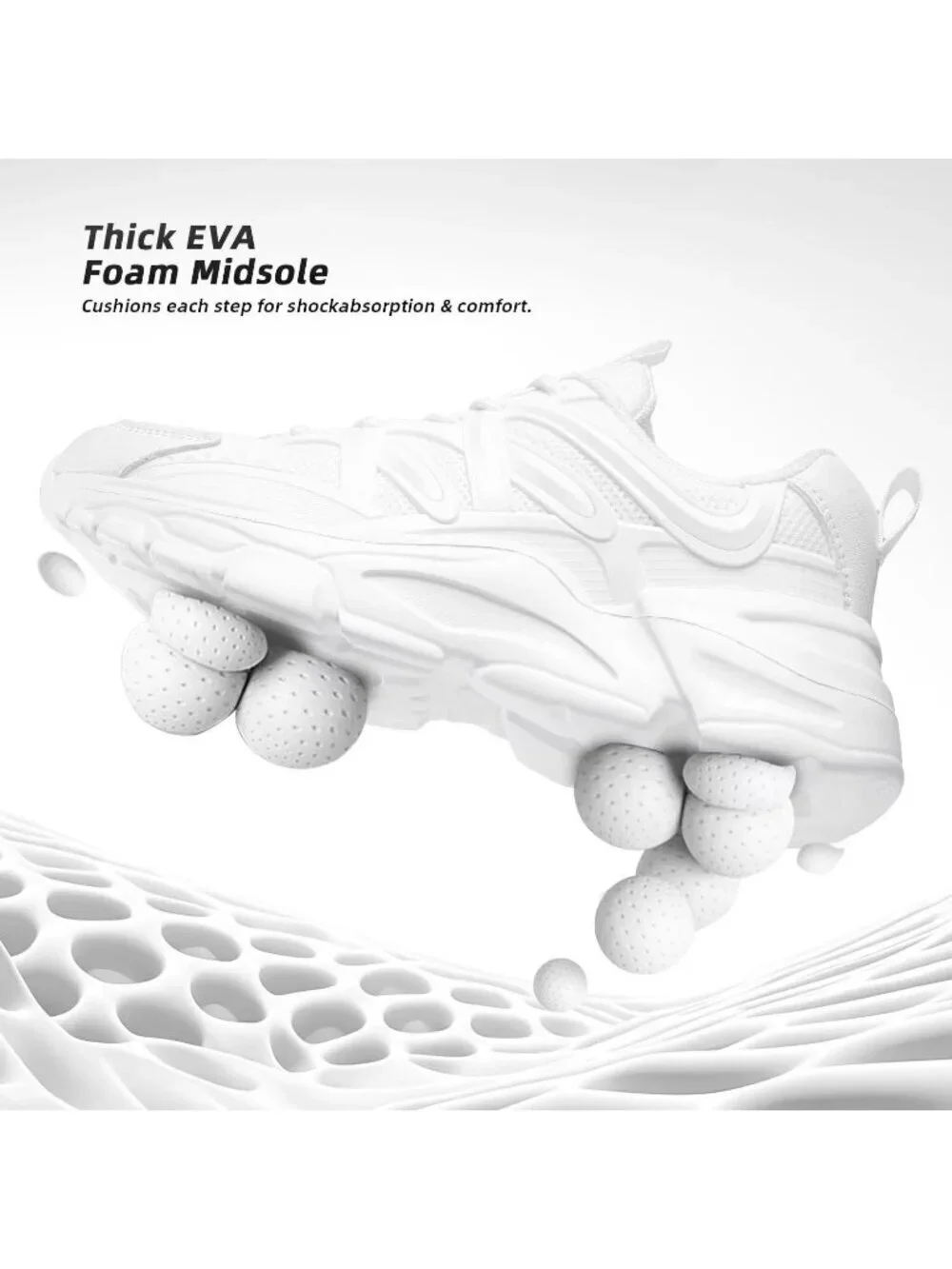Women's White Ladies Walking Comfor Breathable Soft Sole Tennis Sneaker Shoes